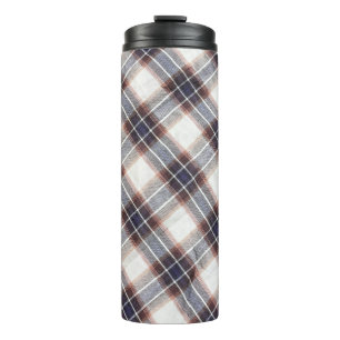 Garrafa Térmica algodão ecológico de Gingham em cores do outono.