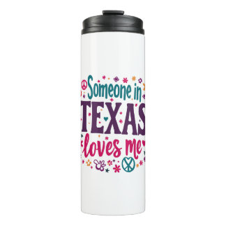 Garrafa Térmica Alguém no Texas Me Ama - Arte Retro Hippie do Texa