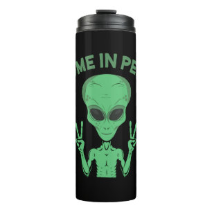 Garrafa Térmica Alienígena Verde Eu Venho Em Paz Extraterrestre OV