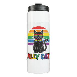 Garrafa Térmica Ally Cat Arco-íris Orgulho Camisa de Gato Vintage 