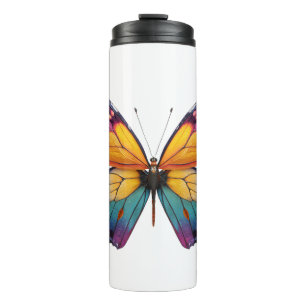 Garrafa Térmica Almofada com um desenho de uma Borboleta colorida.