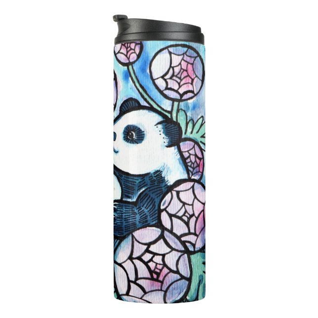 Garrafa Térmica Amantes de Flores Roxas de Urso Panda (Rotação à direita)
