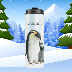 Garrafa Térmica amantes do pinguim-ártico bonitinho adicionam nom