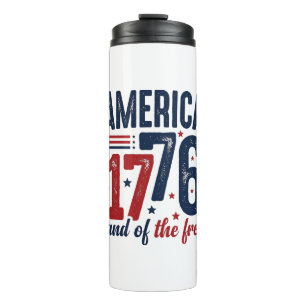 Garrafa Térmica América 1776 Terra Livre Camisa Patriótica Vintage