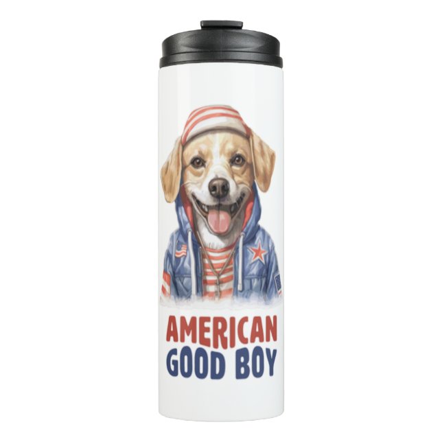 Garrafa Térmica American GoodBoy Dog US Jaqueta de julho (Frente)
