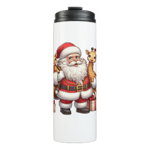 Garrafa Térmica American Santa Claus segurando Girafa presente Nat