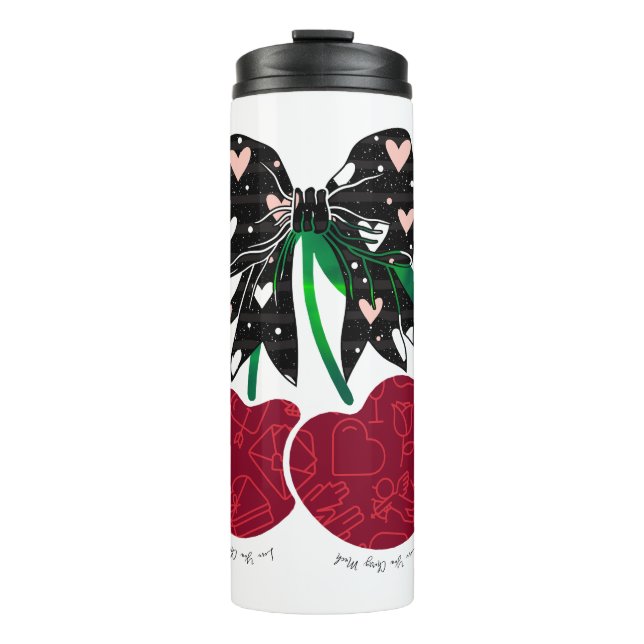Garrafa Térmica Amo cereja muito fruta engraçado (Frente)