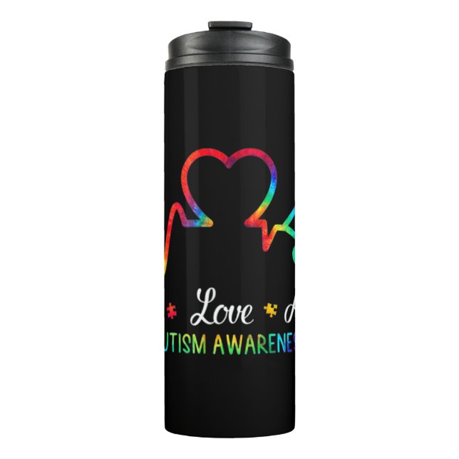 Garrafa Térmica Amor ao Vivo Aceita Autismo Sensibilização Mês Cam (Frente)