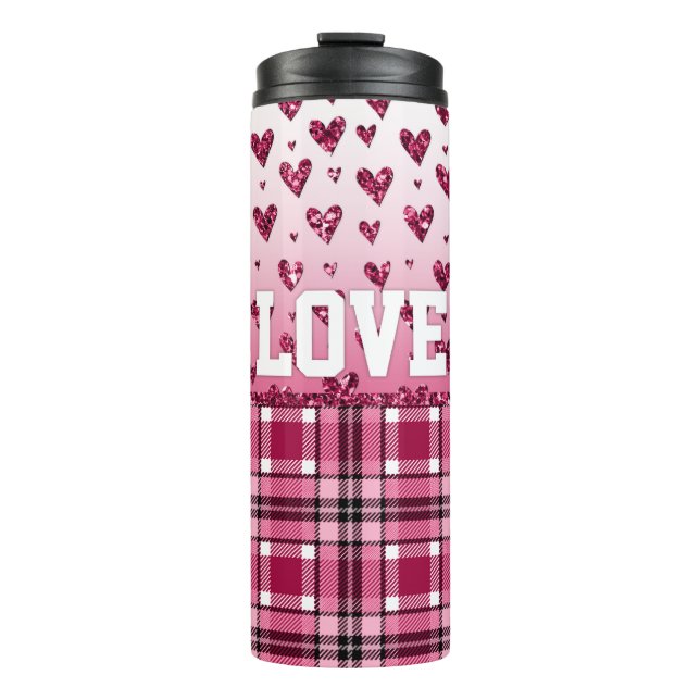 Garrafa Térmica Amor Corações Rosa (Frente)