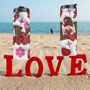 Garrafa Térmica "Amor Doce" Coração e Floral Tumbler de Parede Dup