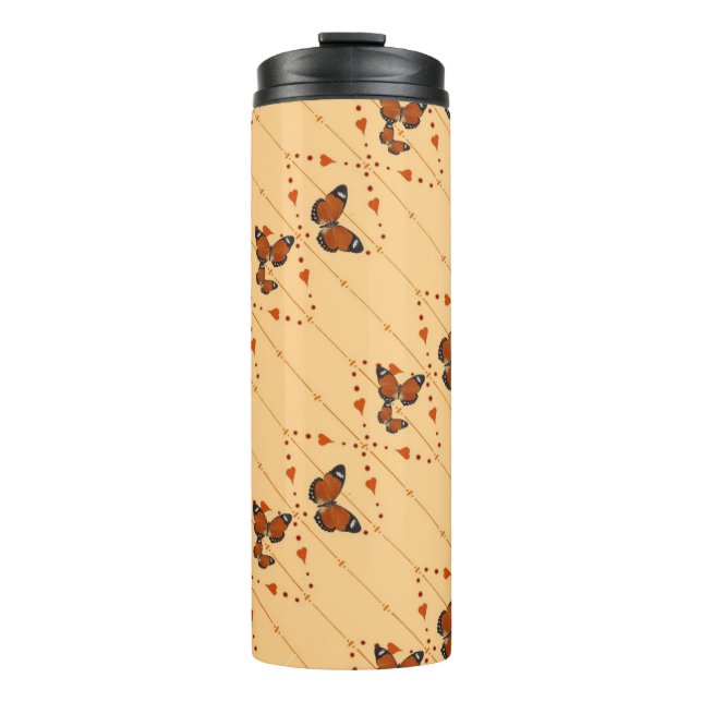 Garrafa Térmica Amor e borboletas em laranja versão 2 (Frente)