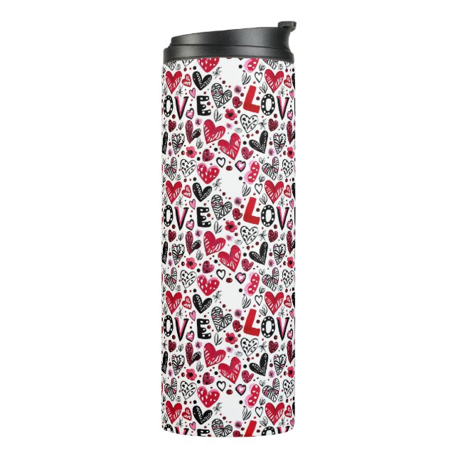Garrafa Térmica amor e corações doodle arte valentine (Giro à esquerda)