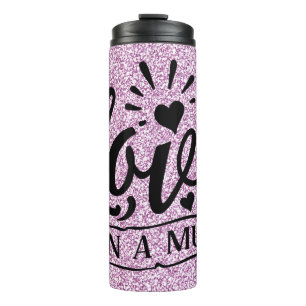 Garrafa Térmica Amor Em Uma Caneca Com Corações