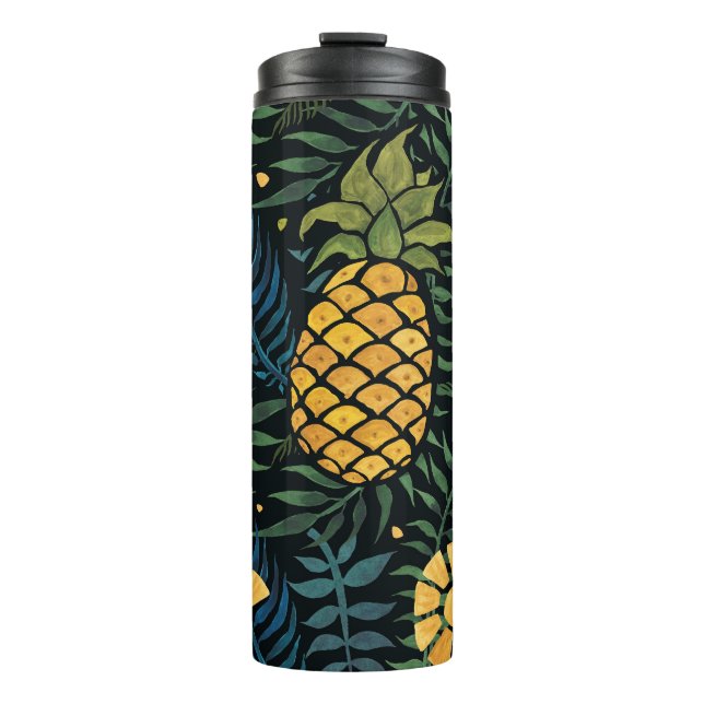 Garrafa Térmica Ananases, palmeiras: padrão tropical. (Frente)
