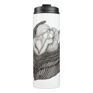 Garrafa Térmica Ângulos Beijando, Design preto e branco