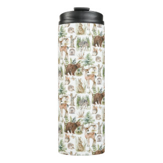 Garrafa Térmica Animais da Floresta de Cachorro de Aquarelas