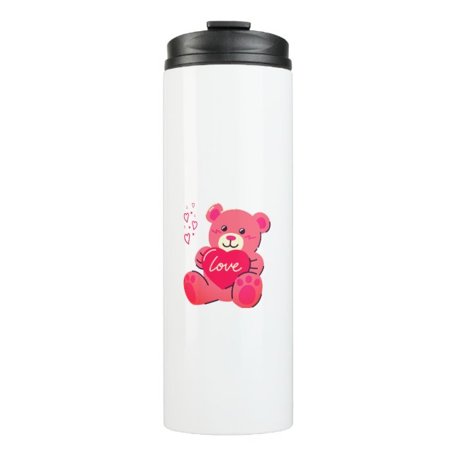 Garrafa Térmica Animal Fofo Kawaii Rosa (Frente)