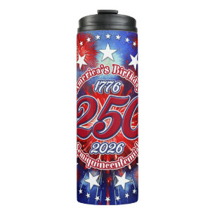Garrafa Térmica Aniversário da América Semiquin Gráfico de Fogos d
