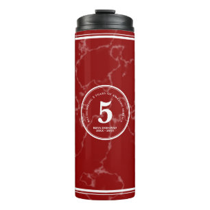 Garrafa Térmica Aniversário de Trabalho do Elegante Red Marble 5 A
