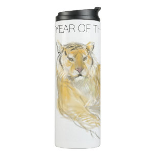 Garrafa Térmica Aniversário do Ano do Tigre Chinês de Desenho Orig