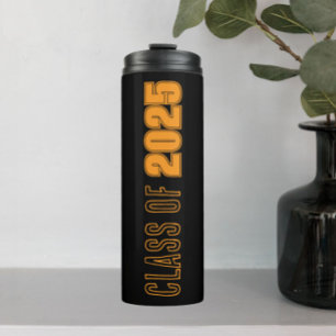Garrafa Térmica Ano de Classe das Cores Escolares Negras e Laranja