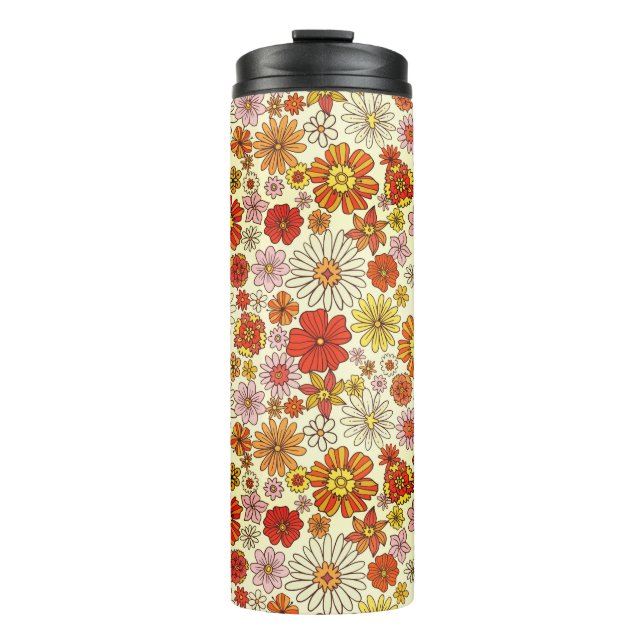 Garrafa Térmica Anos setenta floral quente inspirado (Frente)