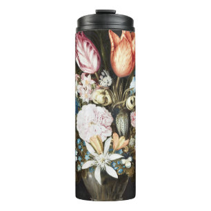 Garrafa Térmica Antigo Bosschaert Tulipas e Rosas Holandeses Arte