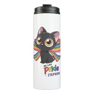 Garrafa Térmica Ao Vivo com Orgulho - Orgulho LGBTQ do Rainbow Cat