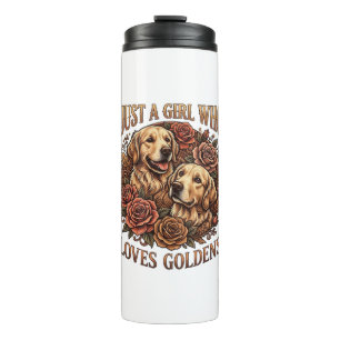 Garrafa Térmica Apenas Garota Que Ama Cachorro Golden Roses_1