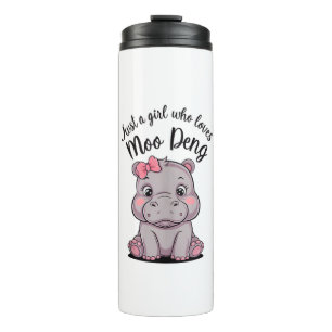Garrafa Térmica Apenas Uma Menina Que Ama Moo Deng Baby Hippos, É