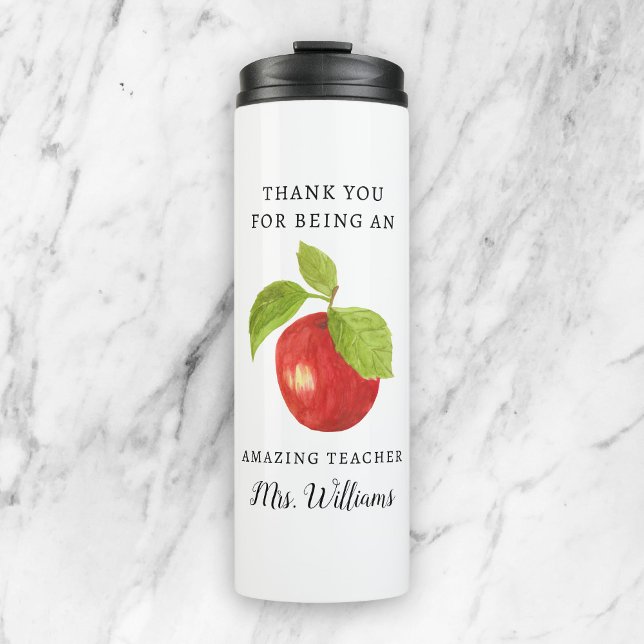 Garrafa Térmica Apple Teacher Appreciation Name Tumbler (Criador carregado)