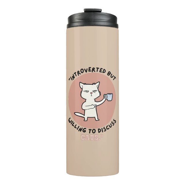 Garrafa Térmica Apresentado mas disposto a discutir gatos - gato e (Frente)