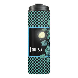 Garrafa Térmica Aqua Checkerboard Floral Personalizada