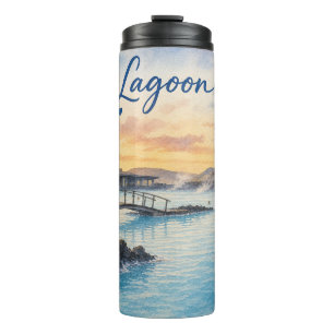 Garrafa Térmica Aquarela do banho termal Blue Lagoon Islândia 