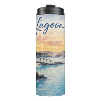 Garrafa Térmica Aquarela do banho termal Blue Lagoon Islândia
