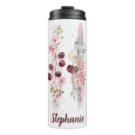 Garrafa Térmica Aquarela Floral de Cerejeira, Adicionar Nome