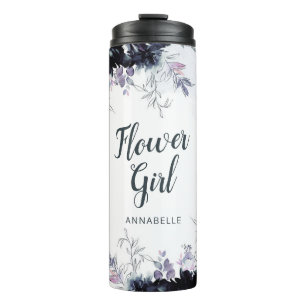 Garrafa Térmica Aquarela Floral Noturna Personalizada Menina das F