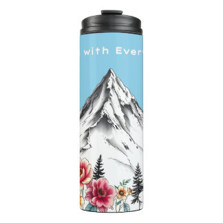Garrafa Térmica Aquarela Floral Tumbler Térmico