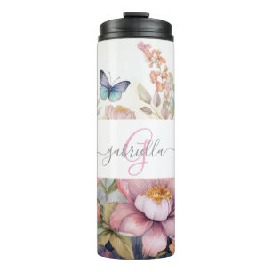 Garrafa Térmica Aquarela Personalizada com Nome e Monograma