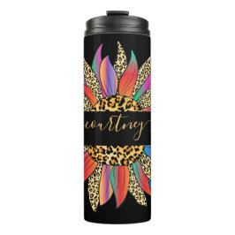 Garrafa Térmica Arco-íris e estampa de leopardo personalizado térm