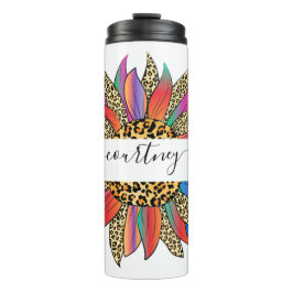 Garrafa Térmica Arco-íris e estampa de leopardo personalizados  