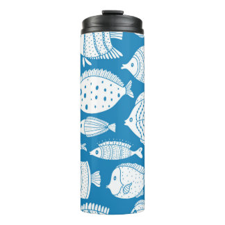 Garrafa Térmica Armadilha de peixe bonito. Ilustração decorativa. 