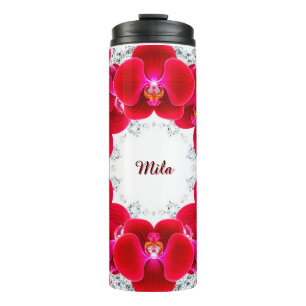 Garrafa Térmica Arranjo Elegante de Orquídeas Vermelhas