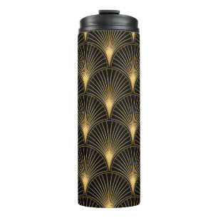 Garrafa Térmica Art Deco Black Dourado: Luxo sem costura