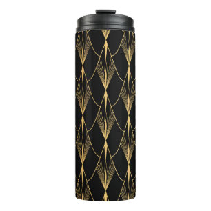 Garrafa Térmica Art Deco: Dourado Luxo sem costura preto