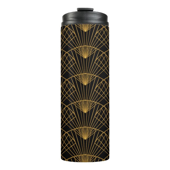 Garrafa Térmica Art Deco Glamor: Ventilador Ouro. (Frente)