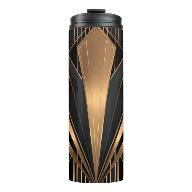 Garrafa Térmica Art Deco Gold Sunburst Luxury Geometry (Frente)