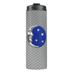 Garrafa Térmica Art Deco Moon and Stars, Cobalt Blue e Silver