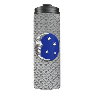 Garrafa Térmica Art Deco Moon and Stars, Cobalt Blue e Silver