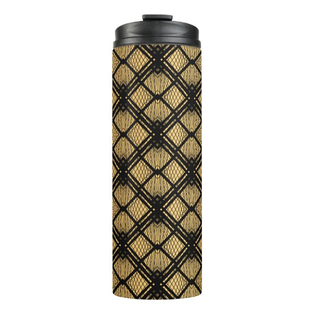 Garrafa Térmica Art Deco Pattern. Serralheiro preto sem costura e  (Frente)